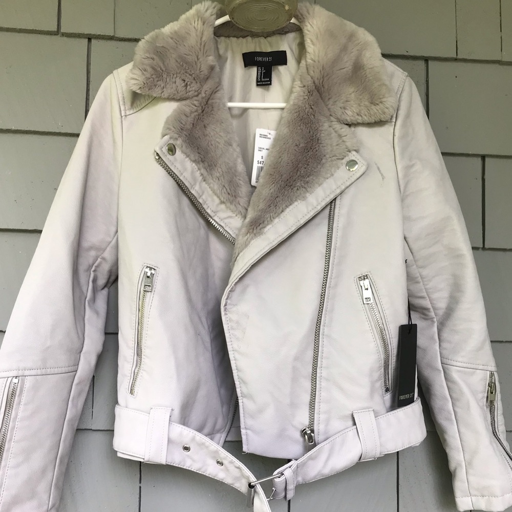 Forever 21 faux fur leather jacket
